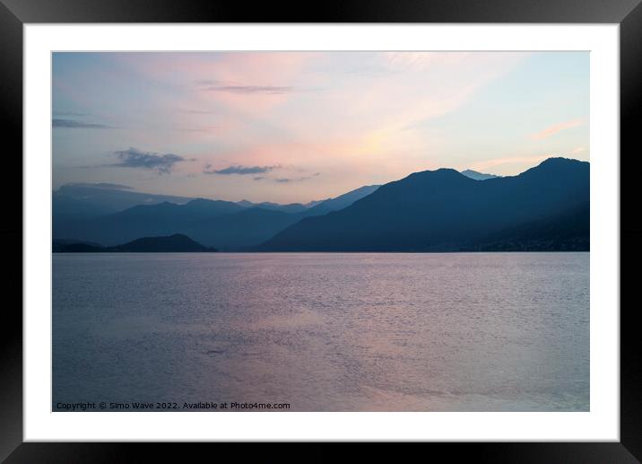 Lake Como in Italy at twilight Framed Mounted Print by Simo Wave