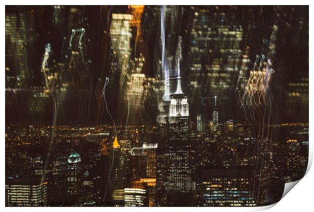 New York City by night texture Print by Simo Wave