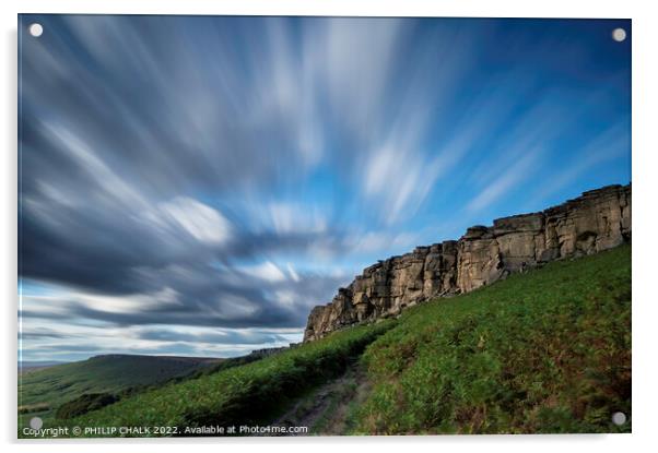 Stanage edge and wild clouds 820  Acrylic by PHILIP CHALK