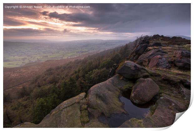 Tranquil Sunset at The Roaches Print by Steven Nokes
