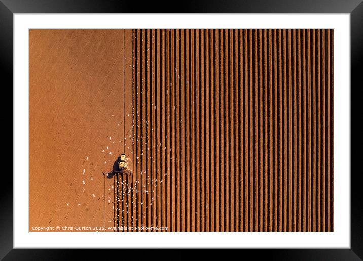 Potato Ridging from Above Framed Mounted Print by Chris Gurton