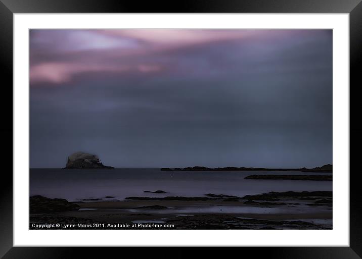 Bass Rock At Night Framed Mounted Print by Lynne Morris (Lswpp)