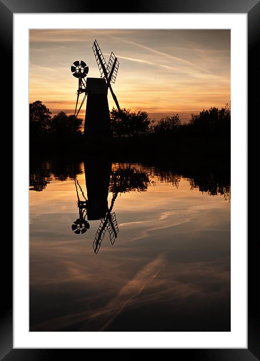 Turf Fen at dusk Framed Mounted Print by Stephen Mole