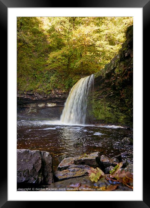 Autumn at Sgwd Gwladys waterfall, Pontneddfechan Framed Mounted Print by Gordon Maclaren