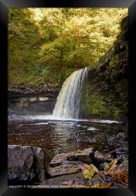 Autumn at Sgwd Gwladys waterfall, Pontneddfechan Framed Print by Gordon Maclaren