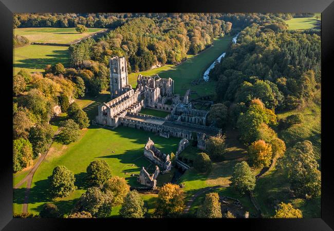 Fountains Abbey From The Air Framed Print by Apollo Aerial Photography