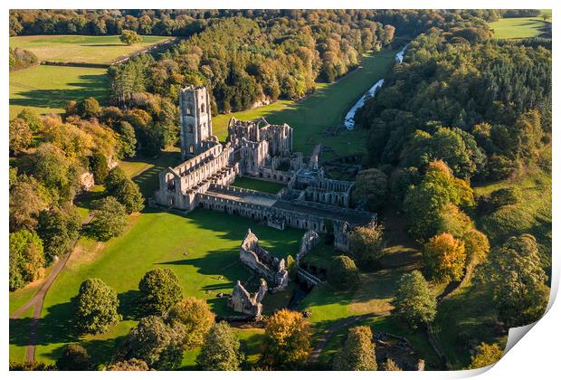 Fountains Abbey From The Air Print by Apollo Aerial Photography
