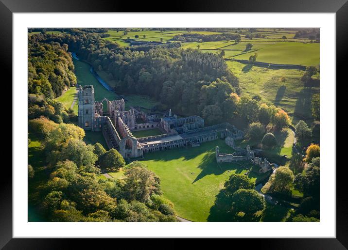 Fountains Abbey From The Air Framed Mounted Print by Apollo Aerial Photography