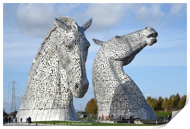 The Kelpies , the Helix , Falkirk Print by Photogold Prints