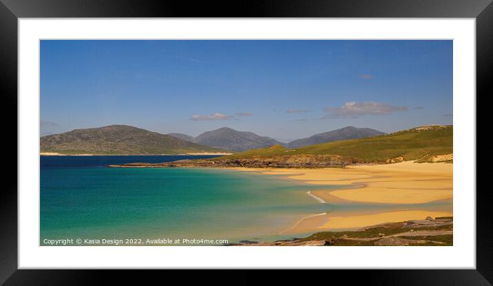 Turquoise Luskentyre Bay and Golden Sands Framed Mounted Print by Kasia Design