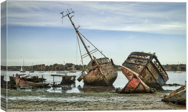 Decaying Boats of Pin Mill Canvas Print by Martin Day