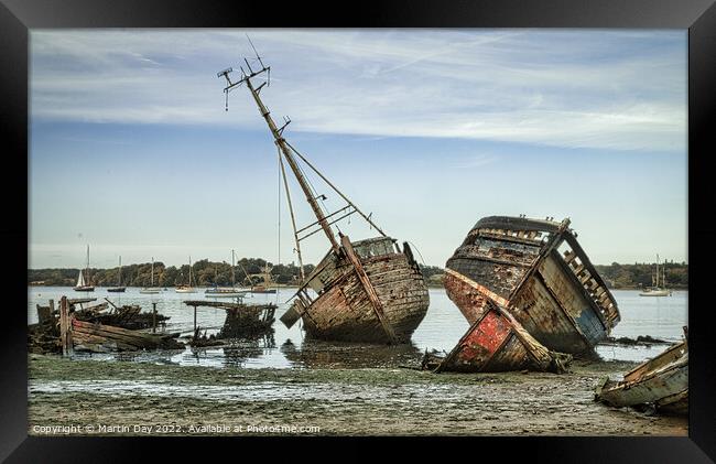 Decaying Boats of Pin Mill Framed Print by Martin Day