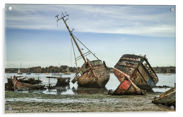 Decaying Boats of Pin Mill Acrylic by Martin Day