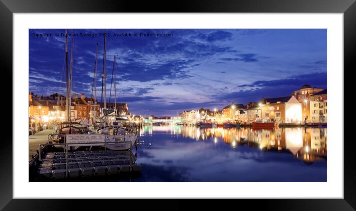 Weymouth harbor at night Framed Mounted Print by Duncan Savidge