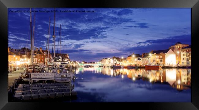 Weymouth harbor at night Framed Print by Duncan Savidge