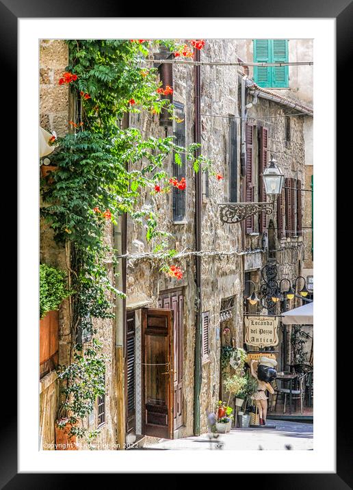Street in Pitigliano, Tuscany, Italy Framed Mounted Print by Kevin Hellon