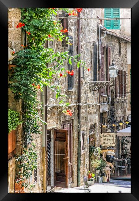 Street in Pitigliano, Tuscany, Italy Framed Print by Kevin Hellon
