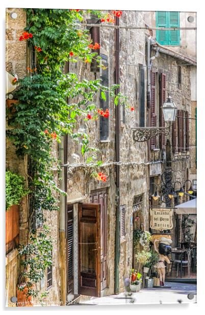 Street in Pitigliano, Tuscany, Italy Acrylic by Kevin Hellon