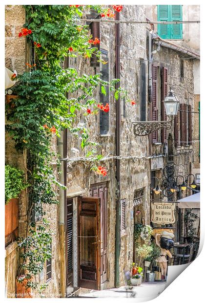 Street in Pitigliano, Tuscany, Italy Print by Kevin Hellon