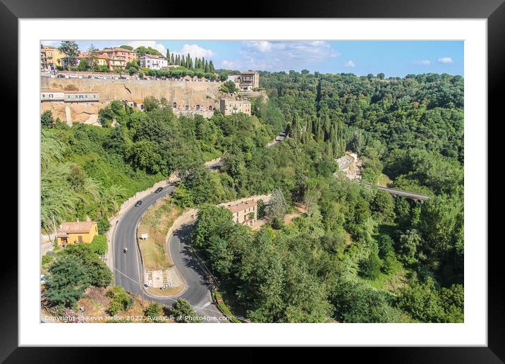 The road to Pitigliano Framed Mounted Print by Kevin Hellon