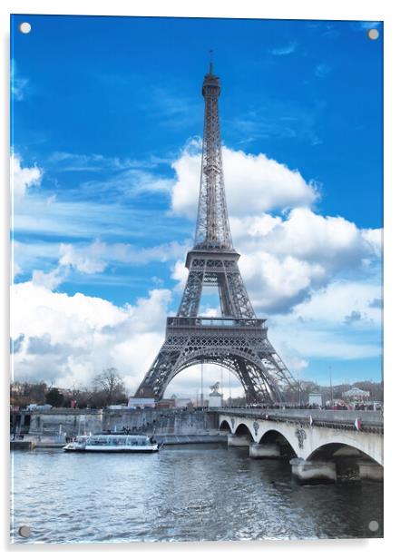 Eiffel Tower located in capital city of Paris, France with Seine Acrylic by Thomas Baker