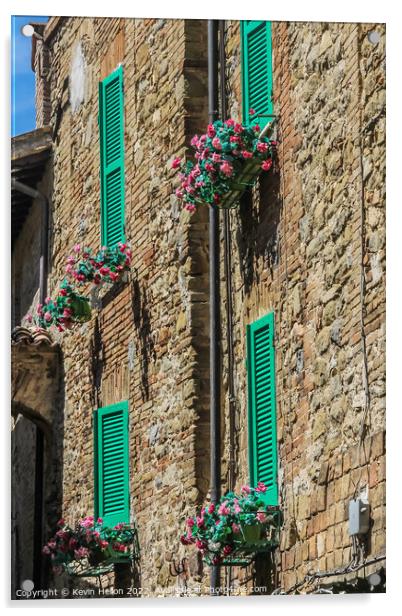 Colourful shutters on a house in Bevagna, Umbria, Italy Acrylic by Kevin Hellon
