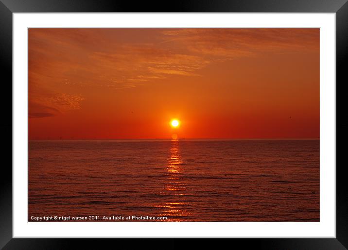 sunset on water Framed Mounted Print by nigel watson