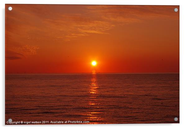 sunset on water Acrylic by nigel watson