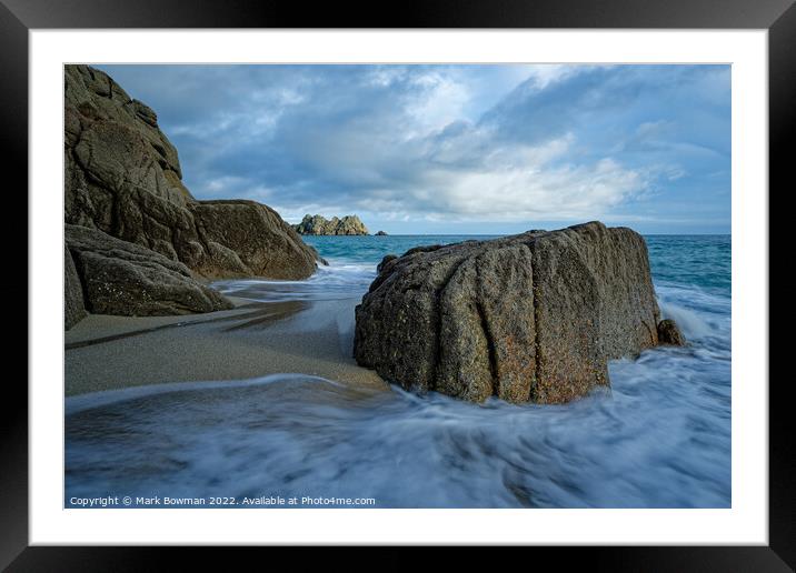 Porthcurno Looking at Logan Framed Mounted Print by Mark Bowman