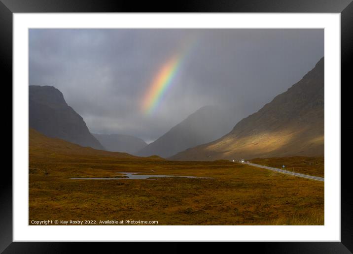 Glencoe rainbow Framed Mounted Print by Kay Roxby