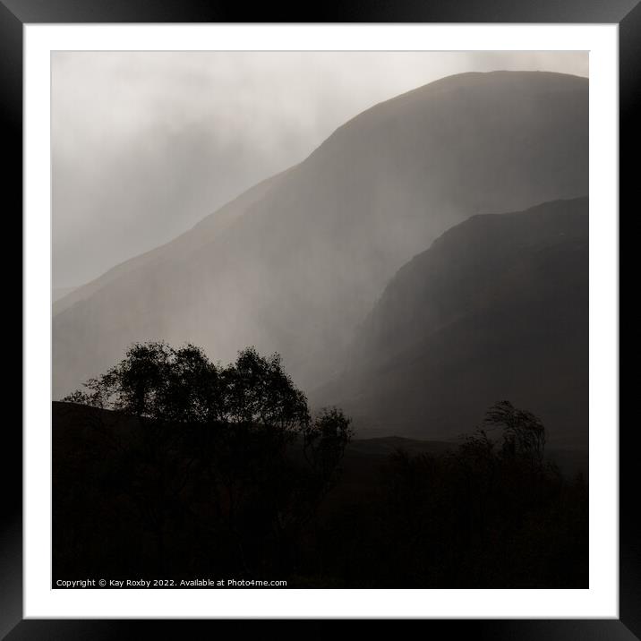 Glen Etive rain Framed Mounted Print by Kay Roxby