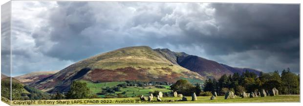 CASTLERIGG STONE CIRCLE WITH BLENCATHRA BACKDROP Canvas Print by Tony Sharp LRPS CPAGB