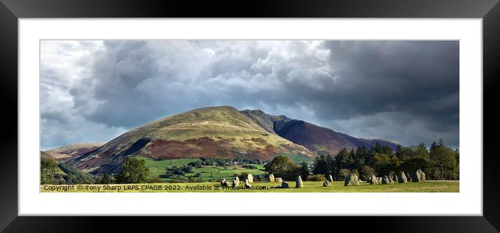 CASTLERIGG STONE CIRCLE WITH BLENCATHRA BACKDROP Framed Mounted Print by Tony Sharp LRPS CPAGB