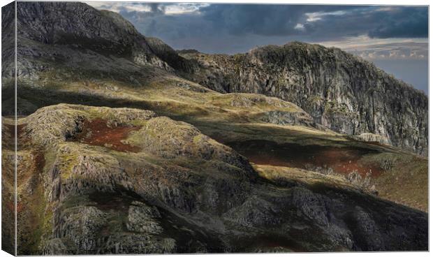 HARRISON STICKLE - PART OF THE LANGDALE PIKES Canvas Print by Tony Sharp LRPS CPAGB