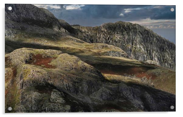 HARRISON STICKLE - PART OF THE LANGDALE PIKES Acrylic by Tony Sharp LRPS CPAGB