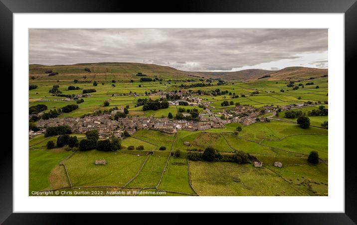 Hawes from the Air Framed Mounted Print by Chris Gurton