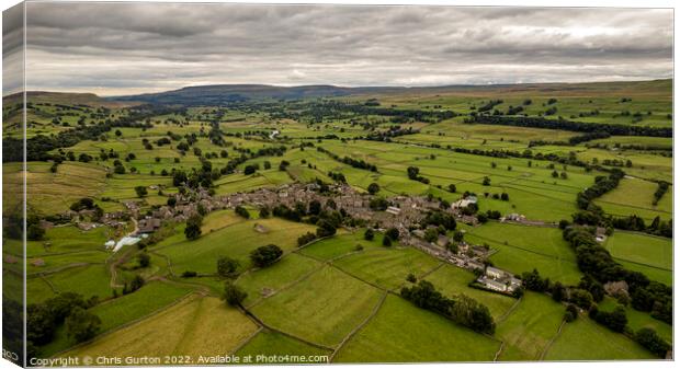 Askrigg from the Air Canvas Print by Chris Gurton