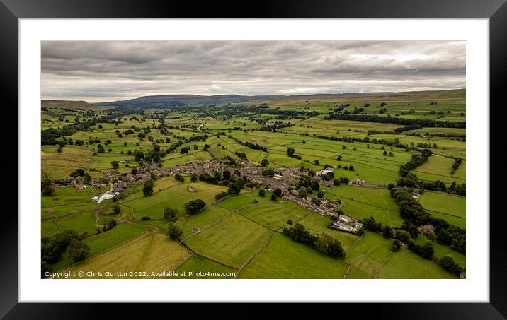 Askrigg from the Air Framed Mounted Print by Chris Gurton