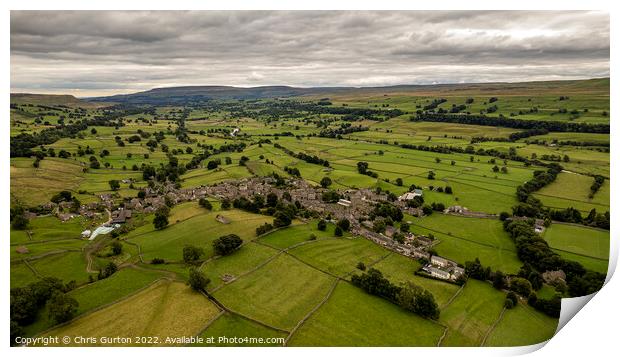 Askrigg from the Air Print by Chris Gurton