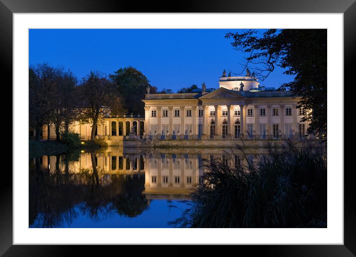 Palace on the Isle at Night in Warsaw Framed Mounted Print by Artur Bogacki