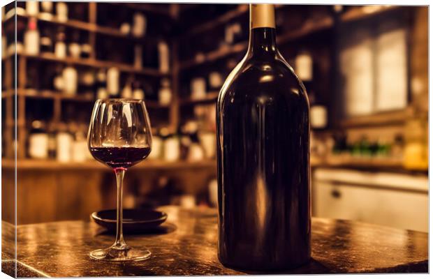 Wine Bottle and Glass Canvas Print by Adam Kelly
