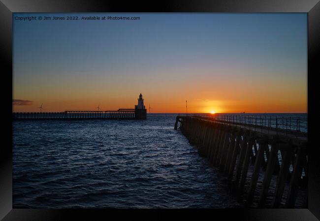 October Sunrise at the mouth of the River Blyth Framed Print by Jim Jones