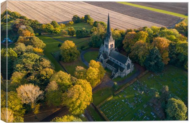 Wentworth Church Rotherham In Autumn Canvas Print by Apollo Aerial Photography