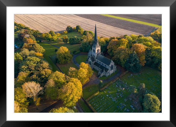 Wentworth Church Rotherham In Autumn Framed Mounted Print by Apollo Aerial Photography