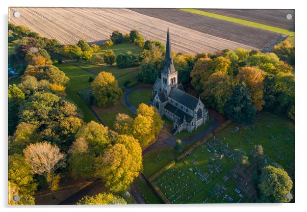 Wentworth Church Rotherham In Autumn Acrylic by Apollo Aerial Photography