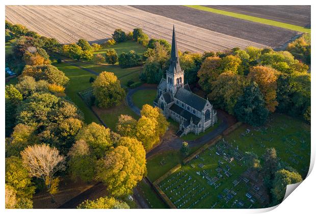 Wentworth Church Rotherham In Autumn Print by Apollo Aerial Photography