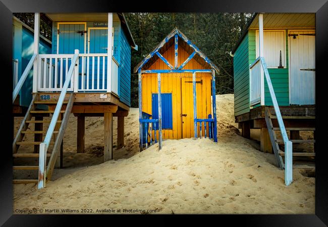 Wells-next-the-Sea beach hut Framed Print by Martin Williams