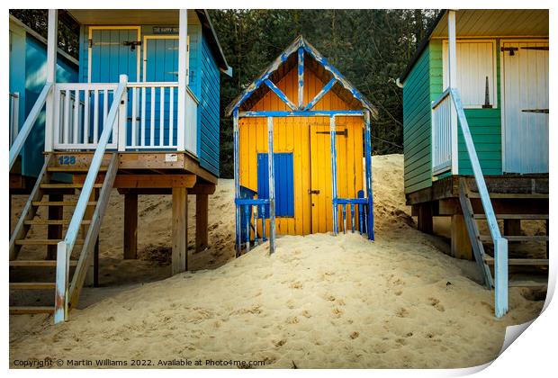 Wells-next-the-Sea beach hut Print by Martin Williams