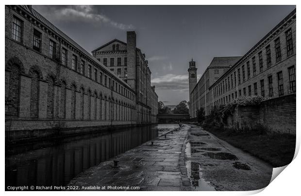 Salts Mill in reflection Print by Richard Perks