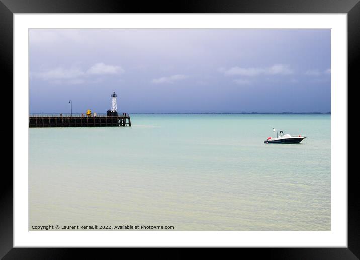 Calm sea in port of Cancale Framed Mounted Print by Laurent Renault